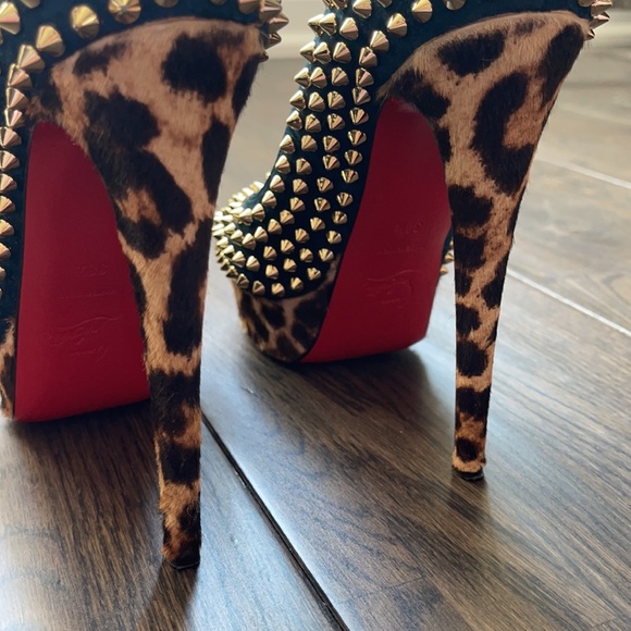 Christian Louboutin Leopard and Black Studded Heels - Picture 5 of 13